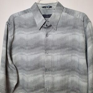 Jhane Barnes Men's Button Down Long Sleeve Shirt Medium Black White Abstract